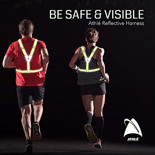 Athlé Reflective Vest with Phone and Storage Pouch, High Visibility, Adjustable Comfortable Stretch Waist Belt - for Safe Running, Jogging, Dog Walking, Biking and More