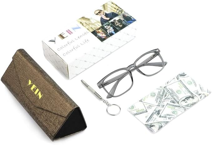 YEIN Bifocal Reading Glasses with Blue Light Blocking Lenses, Bifocal Reader for Women and Men, Vintage Square frame with Spring Hinge (+0.50/+2.25 magnification)
