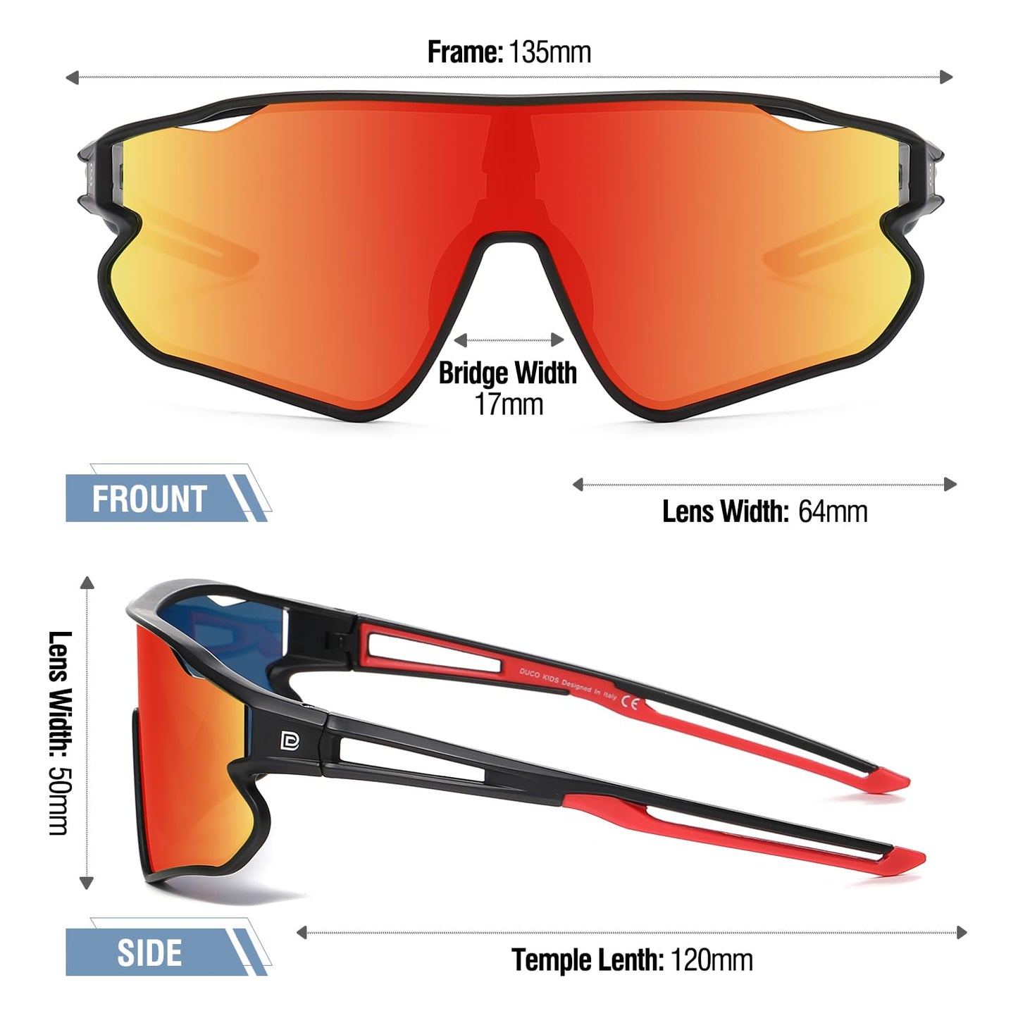 DUCO Kids Sunglasses Youth Baseball Sun Glasses Lightweight TR90 Frame UV400 Sports Cycling Shades for Boys Girls DK268