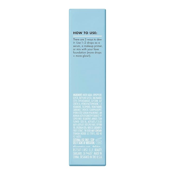 e.l.f. SKIN Holy Hydration! Thirst Burst Drops Mini, Serum For An Instant Radiant Complexion, Made With Hyaluronic Acid, Vegan & Cruelty-Free
