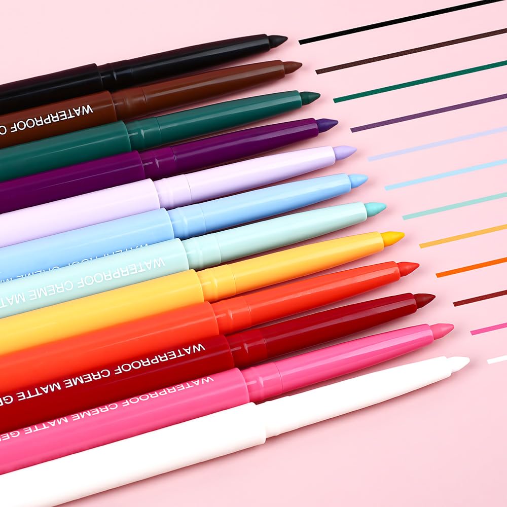evpct Yellow Eyeliner Pencils for Eyes, Yellow Matte Colored Eye Liner Pencil Makeup Waterproof Smudge Proof, Colored Gel Waterline Eyeliner Liquid, Face Eye Paint Stick Lipstick Halloween Makeup 05