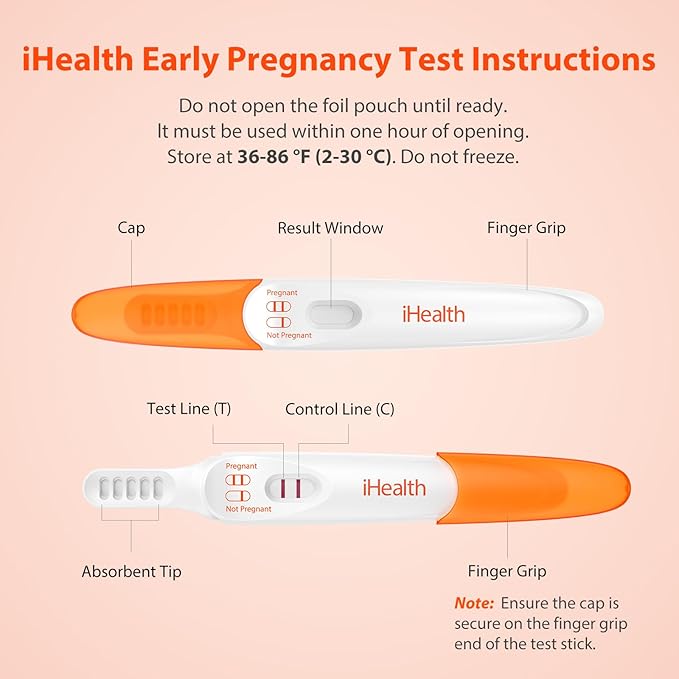 iHealth Early Detection Pregnancy Test, 2-Pack 99% Accurate Home HCG Test Kit, Results 6 Days Sooner with High-Sensitivity 10mIU/mL, Easy Dip & Read Clear Results