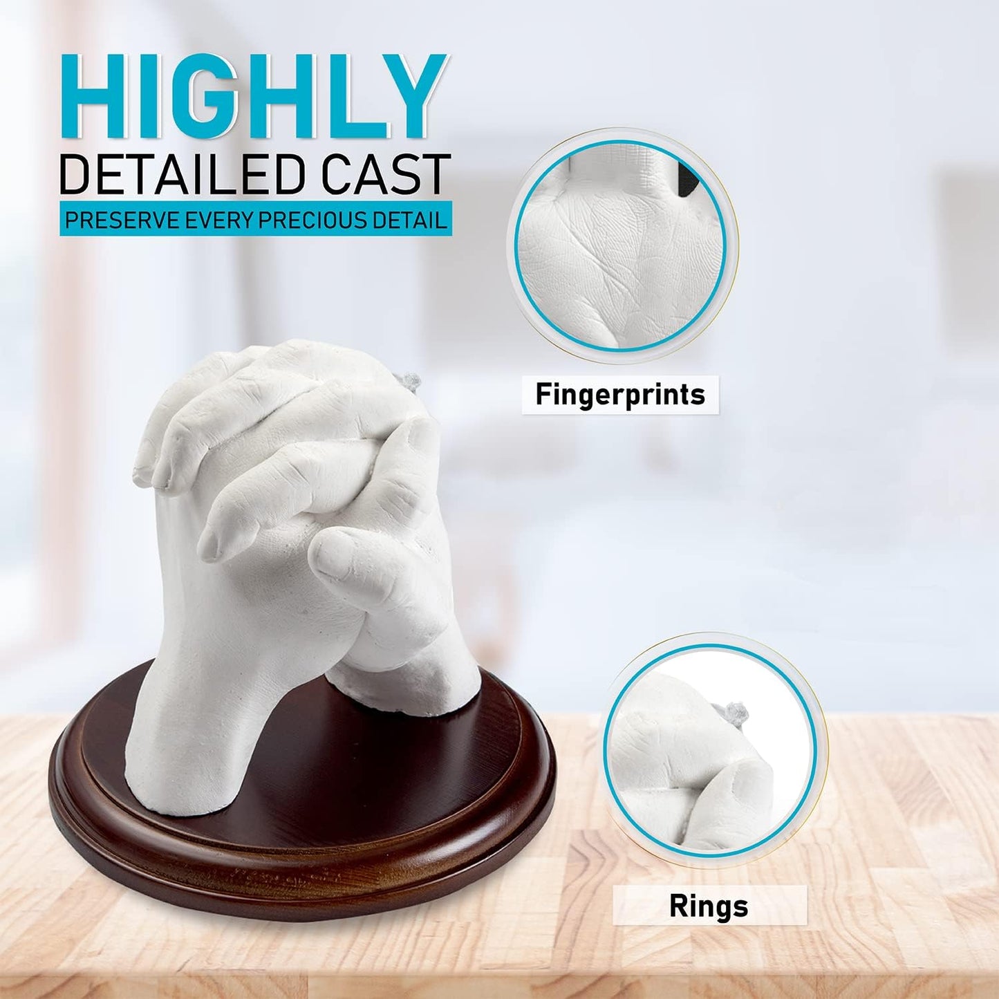 Hula Home Hand Casting Kit for Couples or Family with Mounting Plaque | Anniversary DIY Gifts Her & Him, Keepsake Sculpture Wedding Kids,