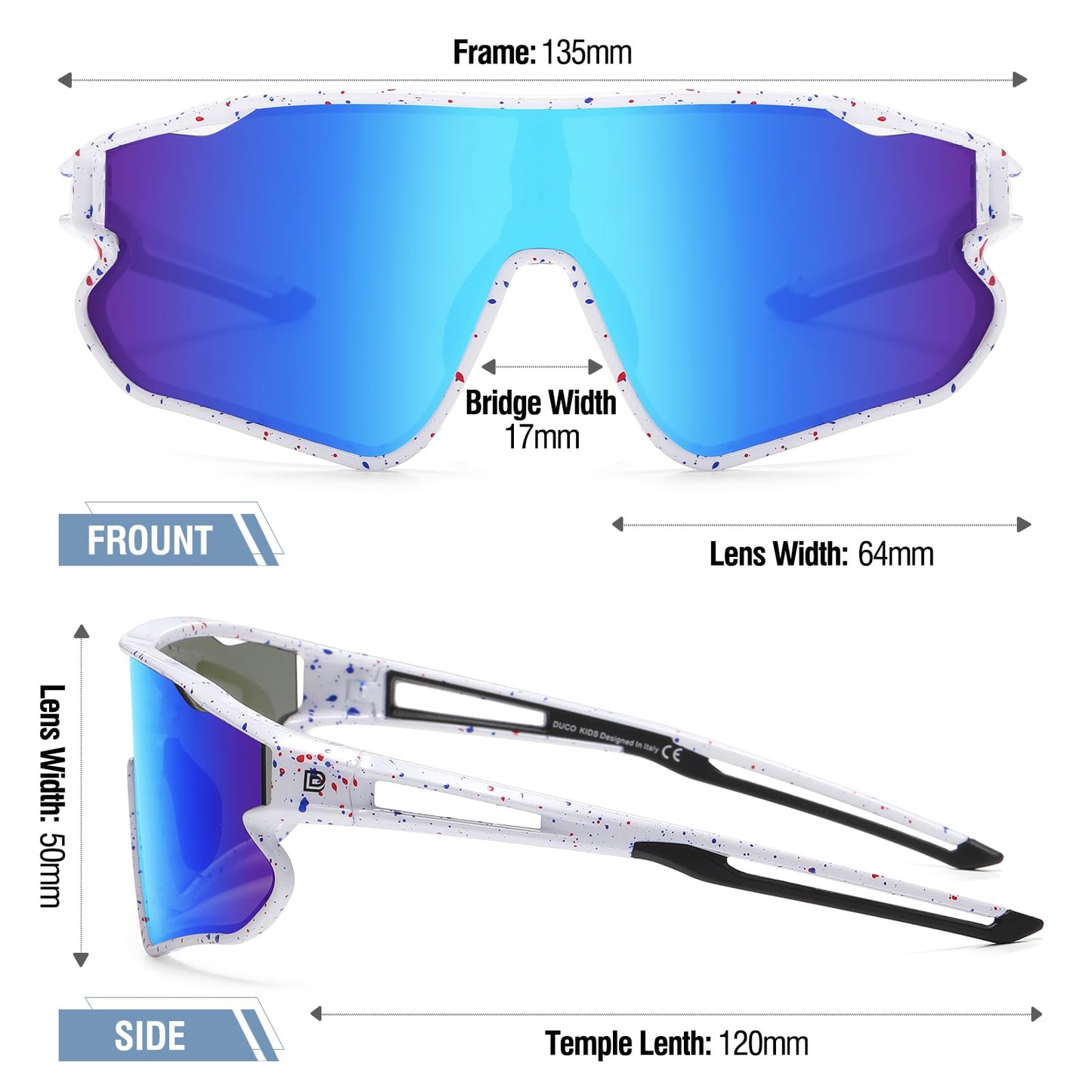 DUCO Kids Sunglasses Youth Baseball Sun Glasses Lightweight TR90 Frame UV400 Sports Cycling Shades for Boys Girls DK268