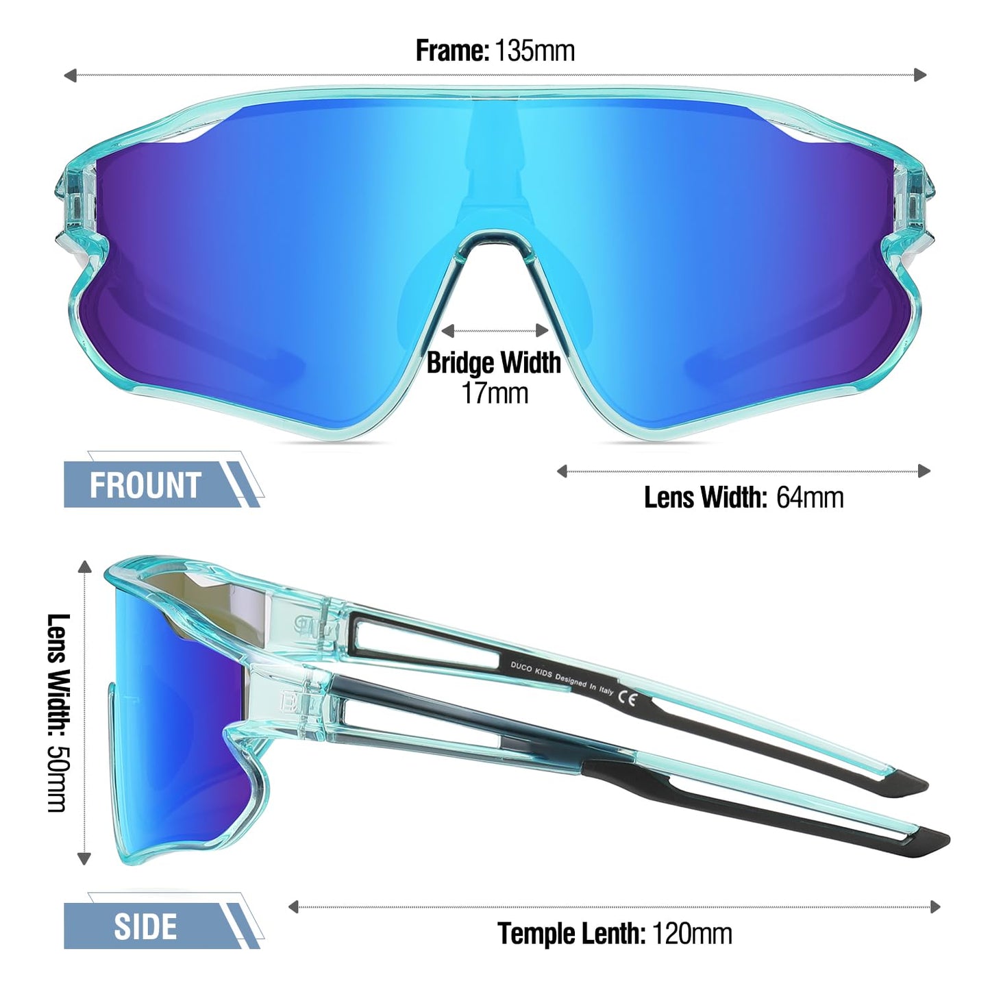 DUCO Kids Sunglasses Youth Baseball Sun Glasses Lightweight TR90 Frame UV400 Sports Cycling Shades for Boys Girls DK268