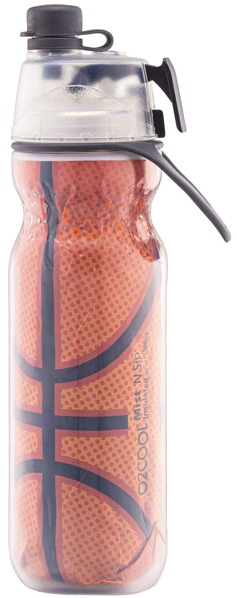 O2COOL Mist N' Sip Insulated Water Squeeze Bottle-20 oz, 20 Ounce, Basketball (HMCDP31)