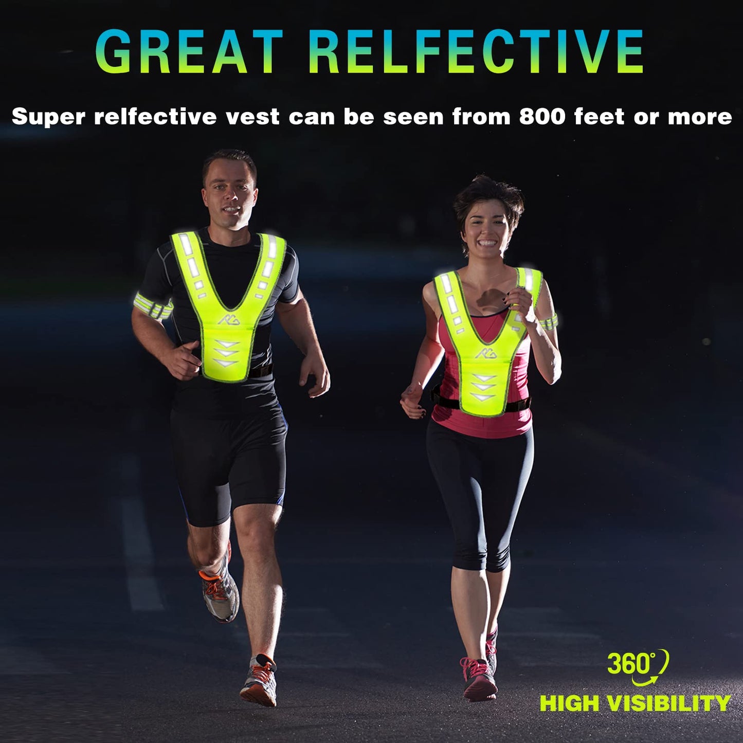 Reflective Running Vest Gear for Women Men Kids, Safety Reflective Vest for Night Cycling Walking Bicycle (Green)