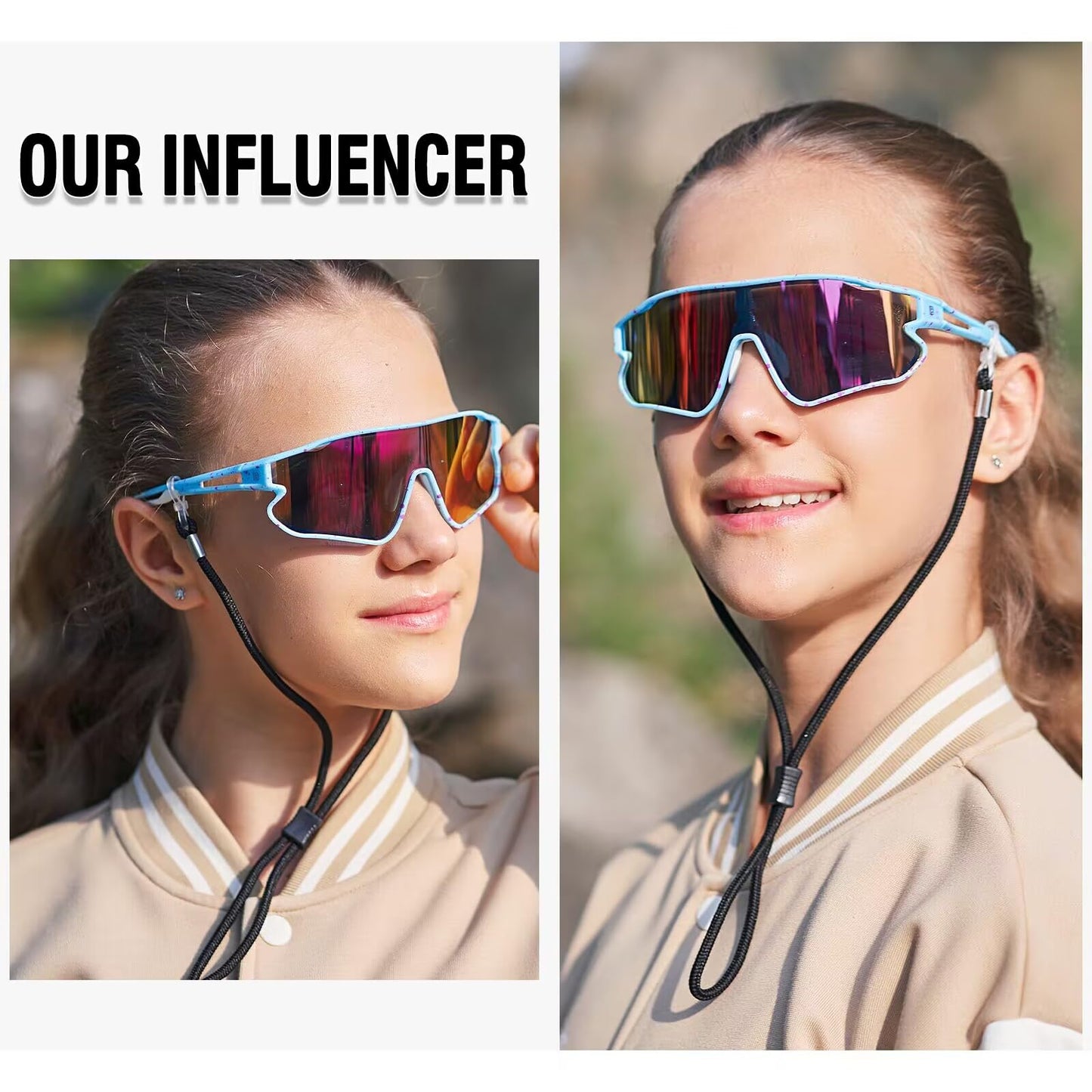 DUCO Kids Sunglasses Youth Baseball Sun Glasses Lightweight TR90 Frame UV400 Sports Cycling Shades for Boys Girls DK268