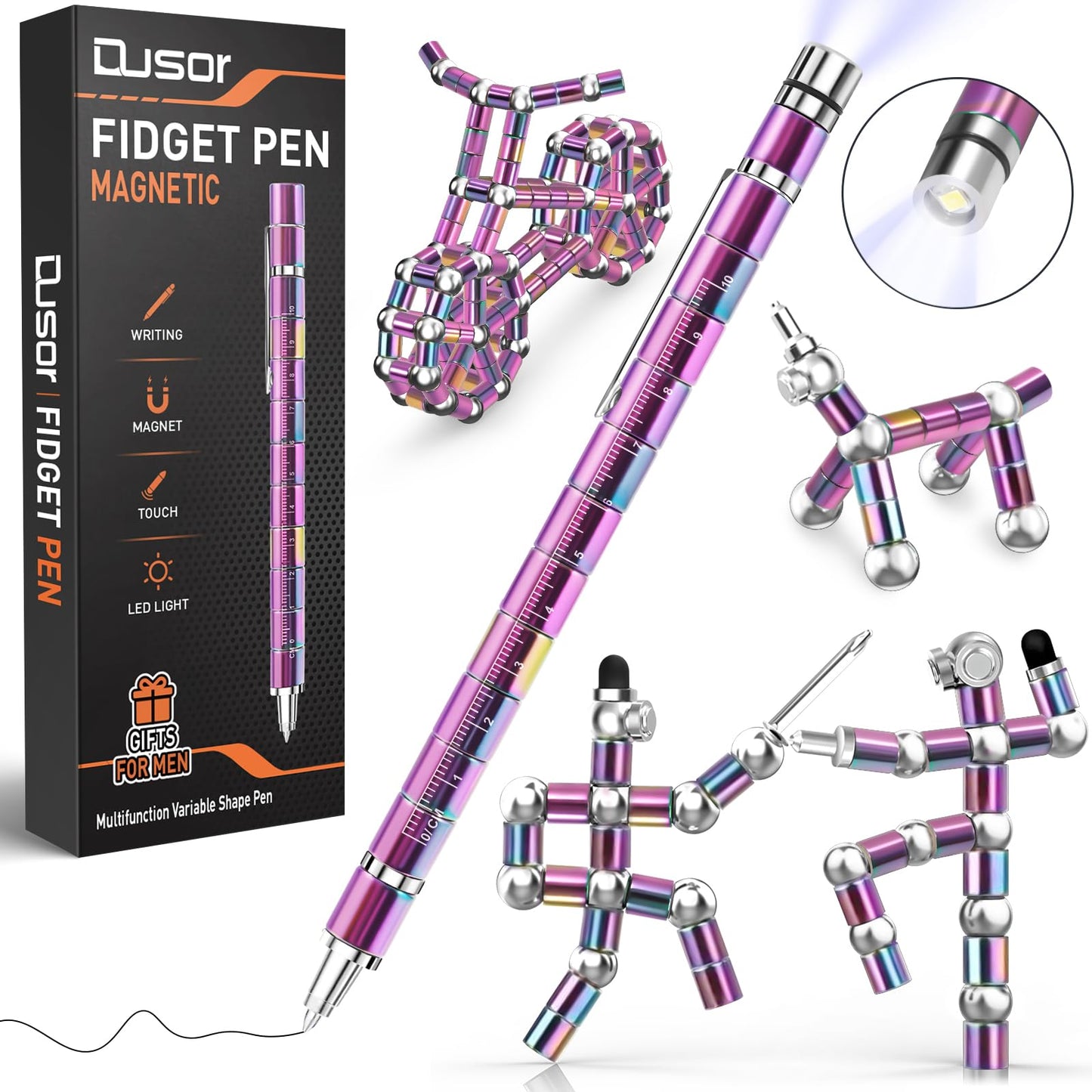 Dusor Gifts for Men Fidget Toys Adults, Gifts for Teens Fidget Pen, Teen Boy Gift Toys for Ages 14 and Up, Multifunction Pen Anniversary Birthday Gift for Men Husband Him Teen Boys Girls Son Daughter