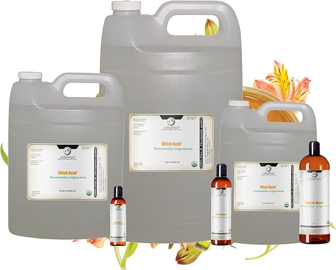 Organic Witch Hazel – 100% Pure Natural USP Astringent with 14% Alcohol | Hamamelis Virginiana Extract for Face, Skin, Hair & Wellness | Bulk & Gallon Options | 8 fl oz