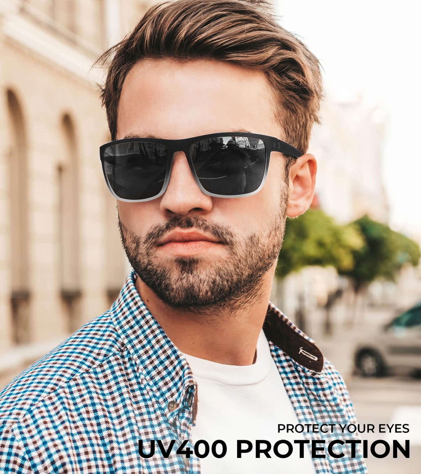 KALIYADI Polarized Sunglasses Men, Lightweight Mens Sunglasses Polarized UV Protection Driving Fishing Golf (Black Clear/Black Green/Black Red)