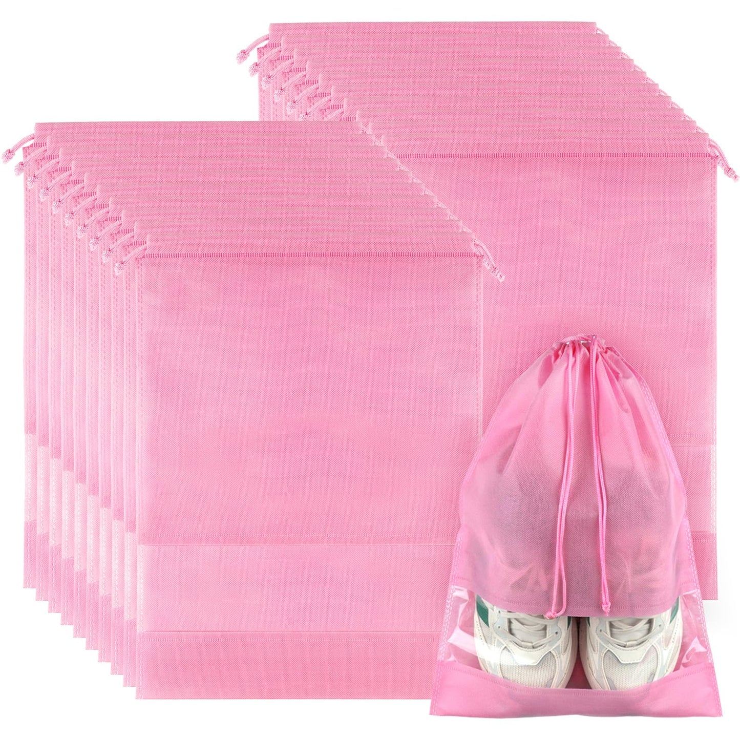 12 Pack Shoe Bags for Travel, Large Travel Shoe Bags for Packing with Clear Window, Dustproof Drawstring Travel Shoe Storage Bags Travel Essentials for Men & Women, White