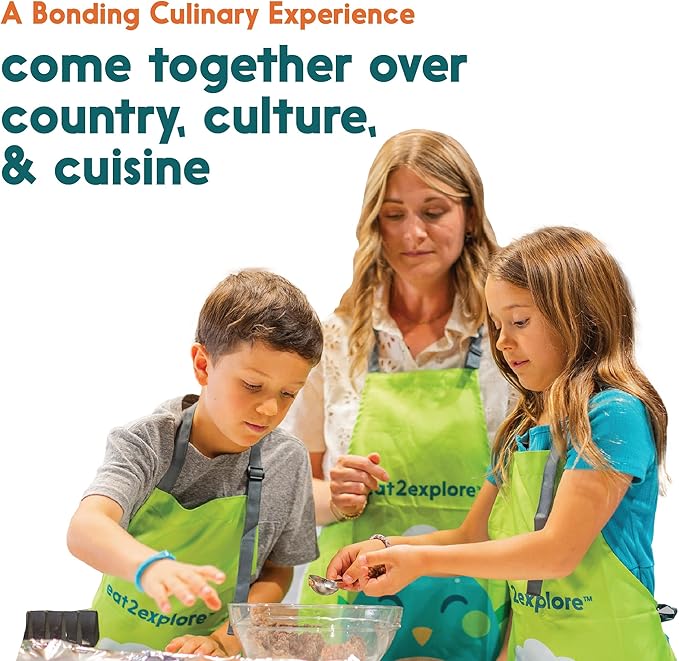 eat2explore Cooking Kits for Kids 17 Pcs – Interactive & Educational Kids Cooking Sets Real for Ages 5 and Up,3 Recipe Cards & Global Ingredients – Perfect for Families and Homeschooling (Singapore)