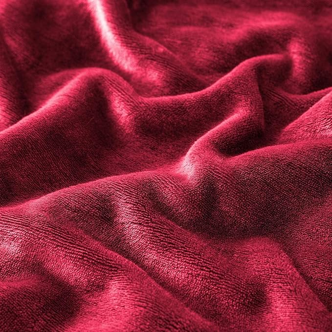 IR Imperial Rooms Burgundy Sherpa Blankets Queen Size for Bed - Wholesale Bulk Pack of 9 Sherpa Blankets - Soft Fluffy Throw Blanket for Hotels, Guest Bedroom, 90x90 Inches