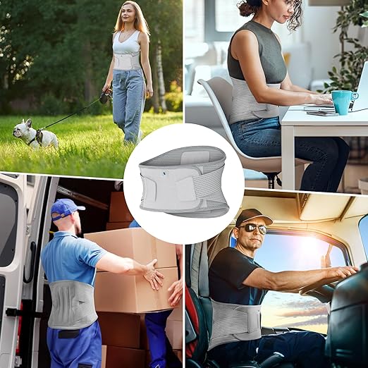 NEENCA Professional Back Brace for Herniated Disc, Lower Back Pain Relief, Lumbar Strain | Adjustable Lumbar Support Belt for Men and Women | Ideal for Work, Lifting, Posture Correction, Sciatica, Scoliosis (Gray, Large)