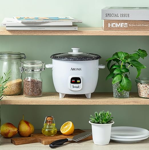 AROMA® 6-Cup (Cooked) / 1.5Qt. Bonded Granite® Rice & Grain Cooker, ARC-863NG