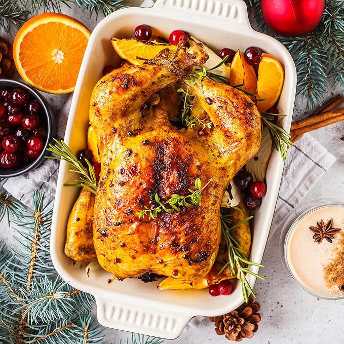 Sunvivi Roaster Oven with Self-Basting Lid,20 Quart Electric Roaster with Removable Pan & Rack,150-450°F Full-Range Temperature Control with Defrost/Warm Function,Stainless Steel,Red