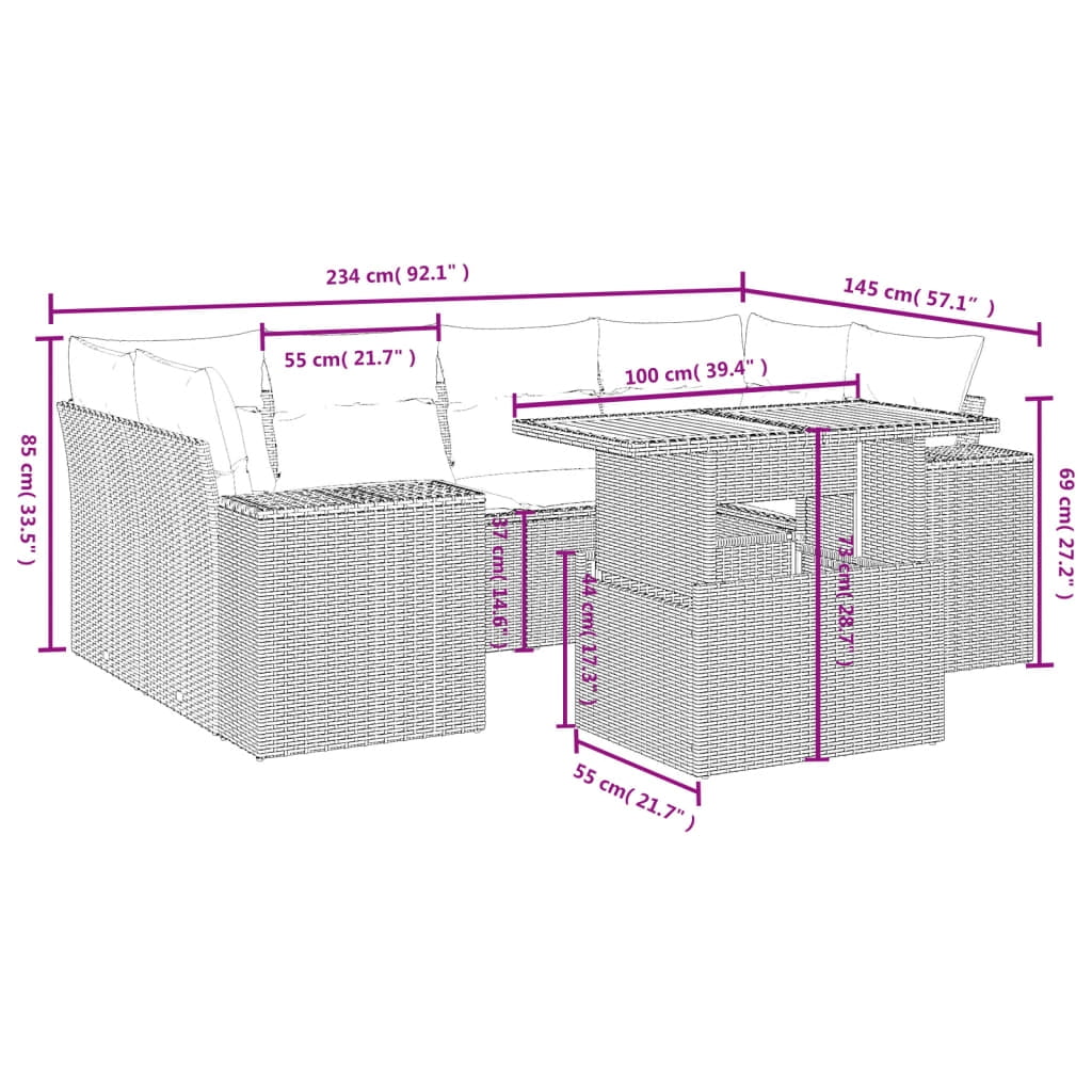 vidaXL Garden Sofa Set Grey