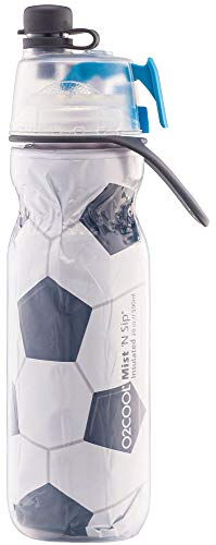 O2COOL Insulated Mist N' Sip Water Bottle - 20 oz, Soccer (HMLDP07)