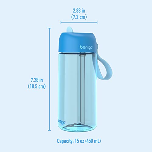 Bentgo Kids Water Bottle - Leak-Proof, Durable Tritan™, BPA-Free 15 oz. Cup for Kids/Toddlers Ages 3+ - Flip-Up Straw & Dishwasher Safe for School, Sports, Daycare & Camp (Blue)