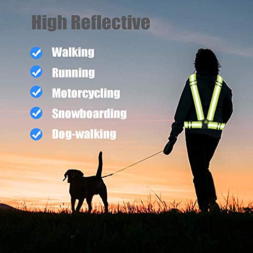 Awnuuw Reflective Vest Running Gear 3Pack, Adjustable Safety Vests High Visible Reflective Belt Straps for Night Running, Outdoor Cycling, Motorcycle, Dog Walking (Green,Black,Blue)