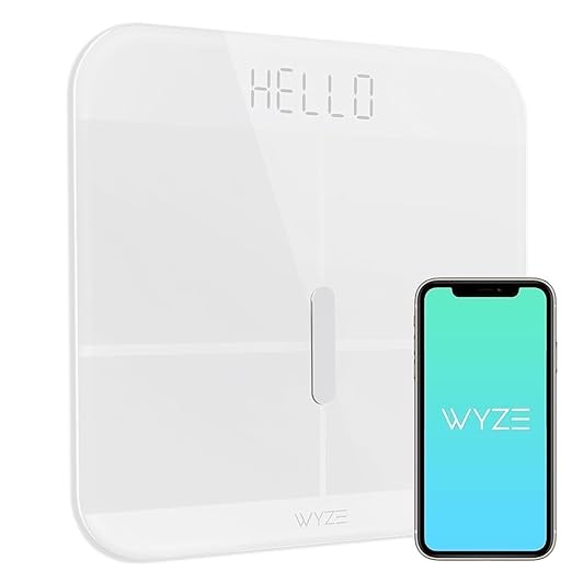 Wyze Smart Scale X - FSA/HSA Eligible - Digital Bathroom Scale for Body Weight, BMI, Body Fat, Muscle Mass, Heart Rate Monitor | ITO Glass & LED Backlight | Batteries Included, 400 lbs (White)