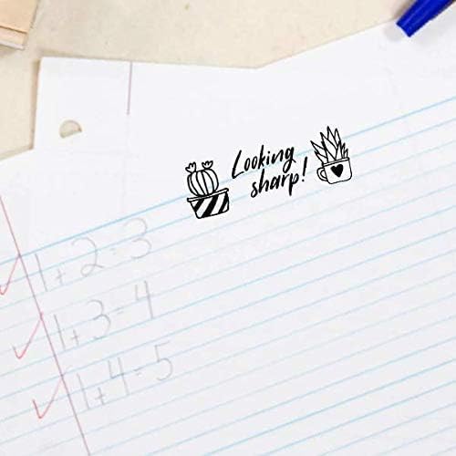 Custom Self-Inking Stamps | 49 Designs | Fun Phrases | Grading Made Easy | Classroom, Library & Book Stamps (Xtra Large)