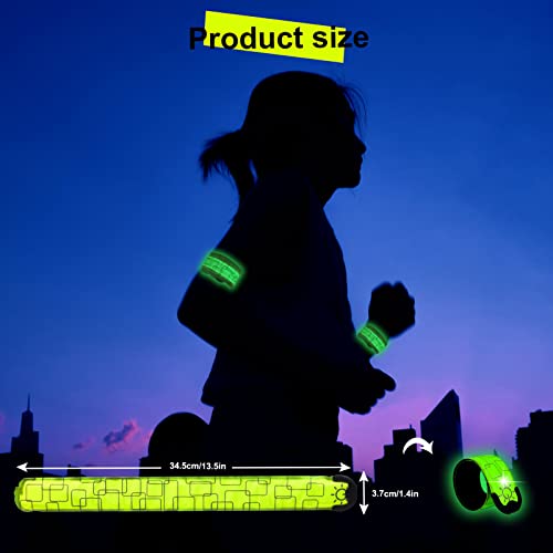 TRAYIU LED Safety Wristband Lights - 3 Pack Rechargeable Light Up Arm Ankle Band Kids Magic Slap Glow Bracelets Reflective Belt High Visibility for Night Cycling Walking Joggers Running Gear