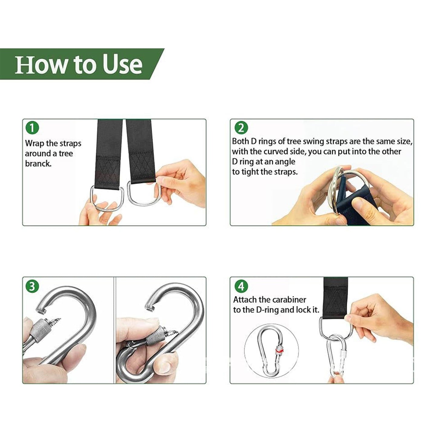 Linnome Outdoor Camping Swings Strap High Strength Polyester Swings Hammocks Strap Set