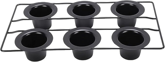 6 Cup Popover Pan for Baking Deep Non Stick Sturdy Carbon Steel Bakeware Easy to Clean for Yorkshire Pudding, Muffins and Popovers