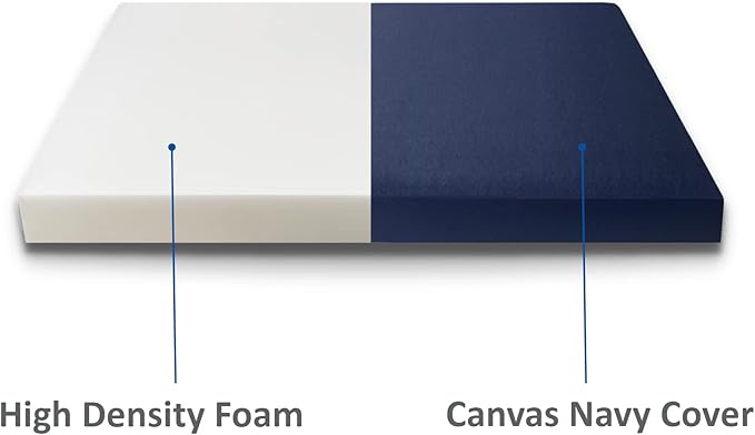 FoamRush 6-Inch Truck (36" x 76") High Density Foam RV Mattress Replacement with Canvas Navy Cover, Medium Firm, Made in USA, Camper Trailer, Removable Water-Resistant Outdoor/Indoor Cover w Zip
