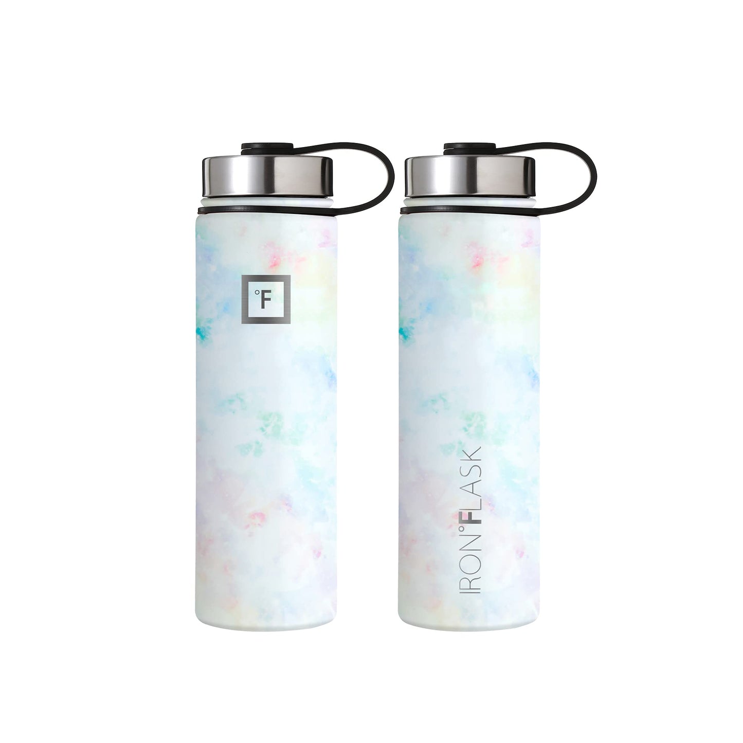 IRON °FLASK Camping & Hiking Hydration Flask, Wide Mouth, 3 Straw Lids, Stainless Steel Outdoor Water Bottle, Double Walled, Insulated Thermos, Metal Canteen - Pearl, 22 Oz