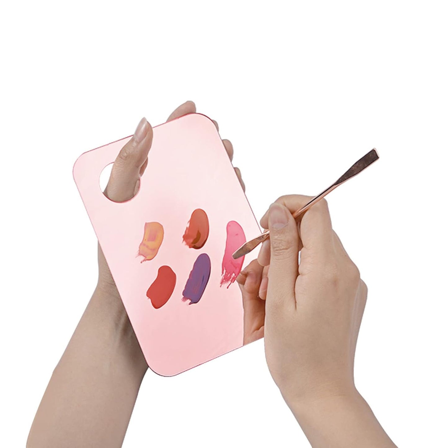 1 Pc Acrylic Cosmetic Makeup Palette Tray Foundation Spatula Makeup Mixing Palette Apply for Foundation Eye Shadow Lipsticks Nail Art Beauty Salon (Transparent)