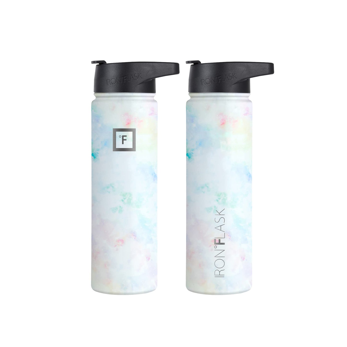 IRON °FLASK Camping & Hiking Hydration Flask, Wide Mouth, 3 Straw Lids, Stainless Steel Outdoor Water Bottle, Double Walled, Insulated Thermos, Metal Canteen - Pearl, 22 Oz