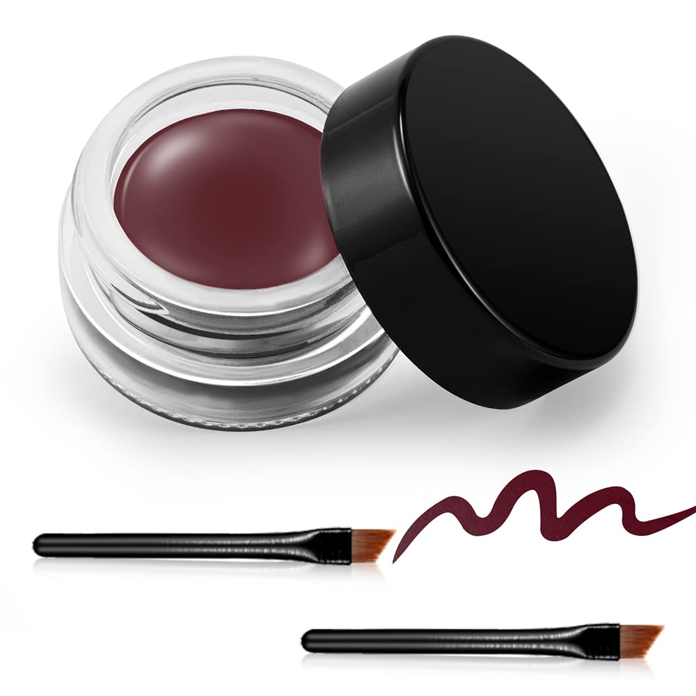 Erinde Waterproof Gel Eyeliner, Cream Eyeliner Gel Pot, High-Intensity Pigments Long Lasting Smudge-Proof Eye Liner Halloween Makeup, Waterline Matte Eye Liner with 2PCS Brushes, 07 Dry Rose