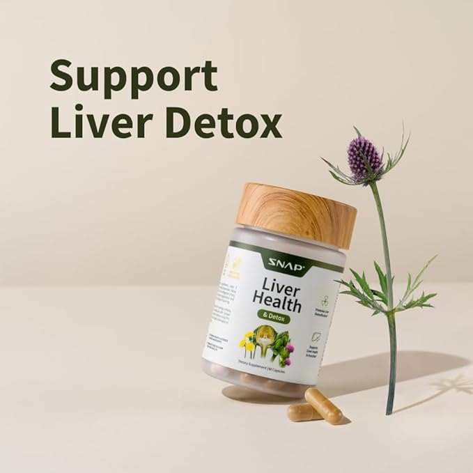 Snap Supplements Liver & Detox Support Supplement with Milk Thistle and Dandelion Leaf Extract, Vitamins, Herbs and Antioxidants Supplement for Liver Support and Digestive Health, 60 Capsules