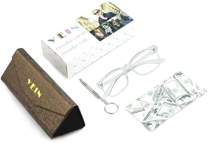 YEIN Bifocal Reading Glasses with Blue Light Blocking Lenses, Bifocal Reader for Women and Men, Vintage Square frame with Spring Hinge (+0.00/+1.00 magnification)
