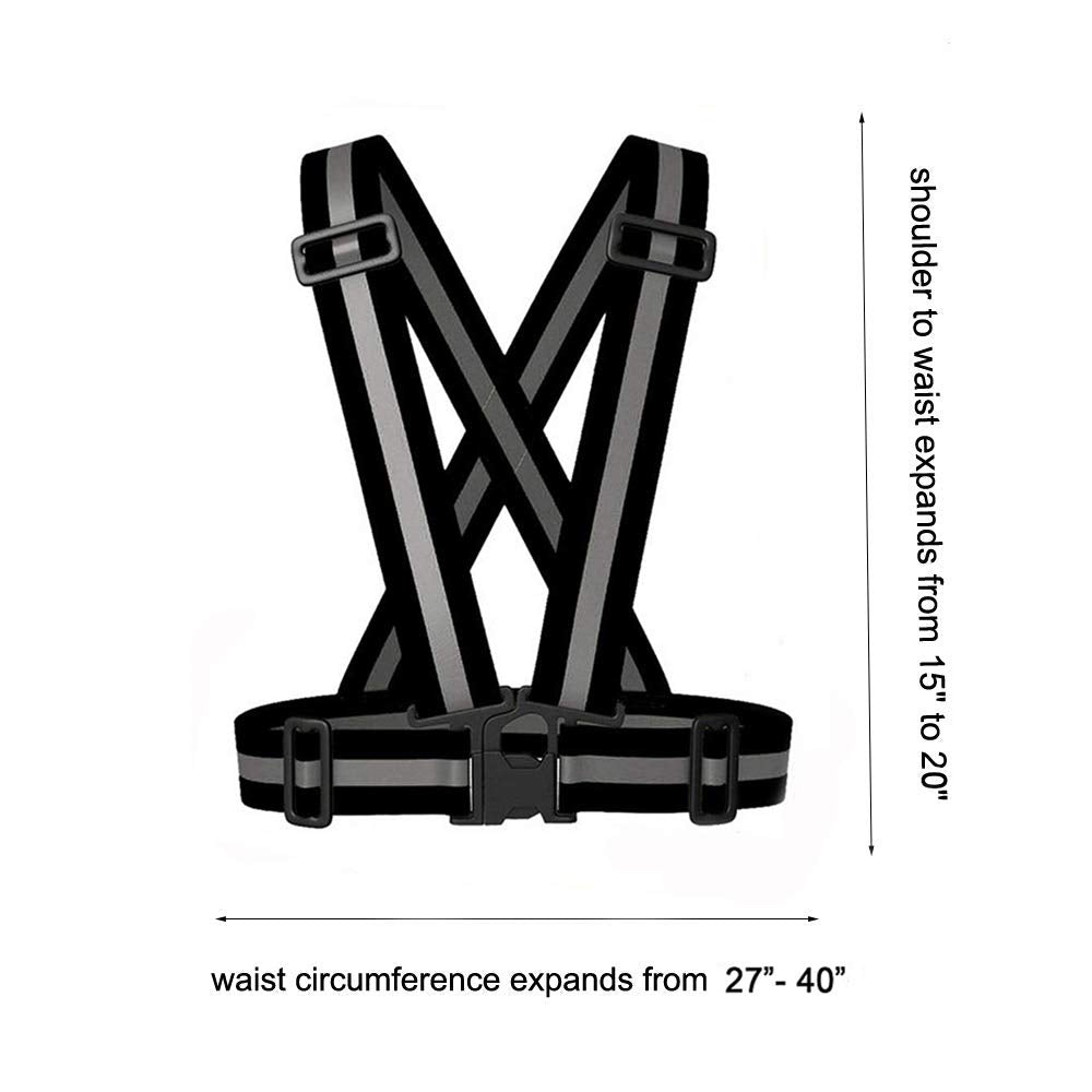 Awnuuw Reflective Vest Running Gear 3Pack, Adjustable Safety Vests High Visible Reflective Belt Straps for Night Running, Outdoor Cycling, Motorcycle, Dog Walking (Green,Black,Orange)