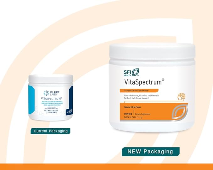 Klaire Labs VitaSpectrum Powder for Kids - Daily Children's Multivitamin/Mineral with 23 Essential Nutrients - Citrus Flavor - No Copper, Iron, Gluten or Casein (30 Servings, 171 Grams)