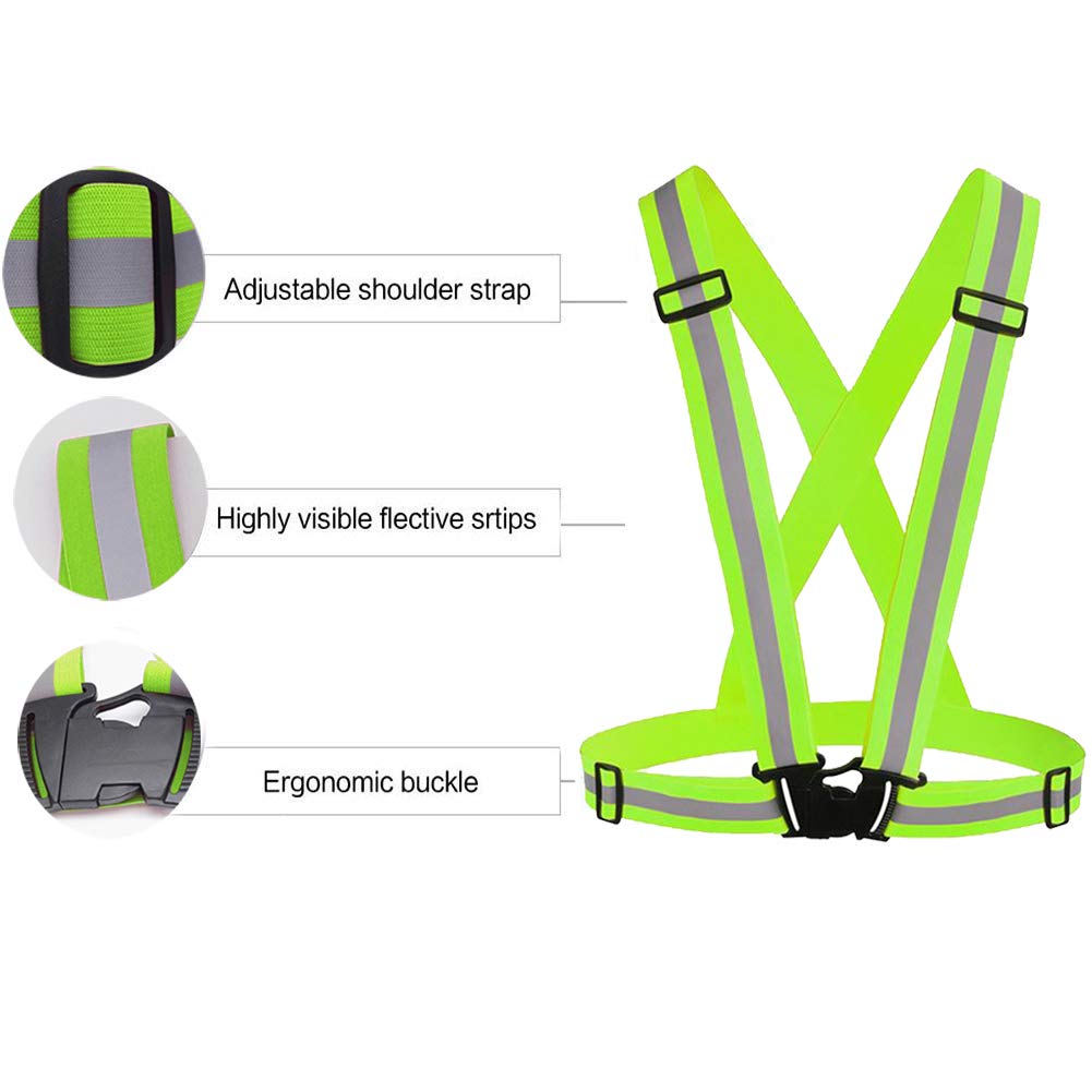 Awnuuw Reflective Vest Running Gear 3Pack, Adjustable Safety Vests High Visible Reflective Belt Straps for Night Running, Outdoor Cycling, Motorcycle, Dog Walking (Pink,Green,Purple)