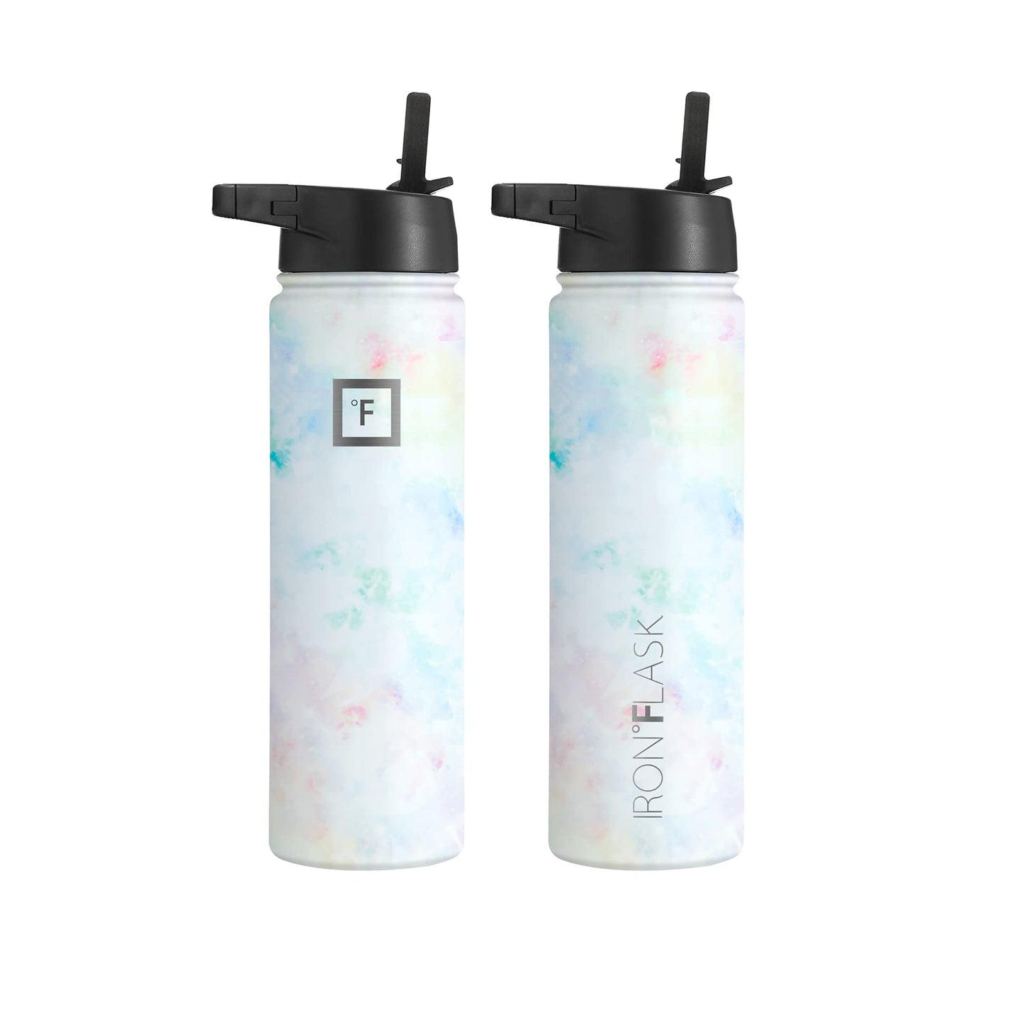 IRON °FLASK Camping & Hiking Hydration Flask, Wide Mouth, 3 Straw Lids, Stainless Steel Outdoor Water Bottle, Double Walled, Insulated Thermos, Metal Canteen - Pearl, 22 Oz