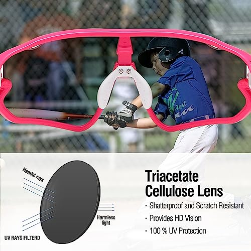 DUCO Kids Sunglasses Youth Baseball Sun Glasses Lightweight TR90 Frame UV400 Sports Cycling Shades for Boys Girls DK268