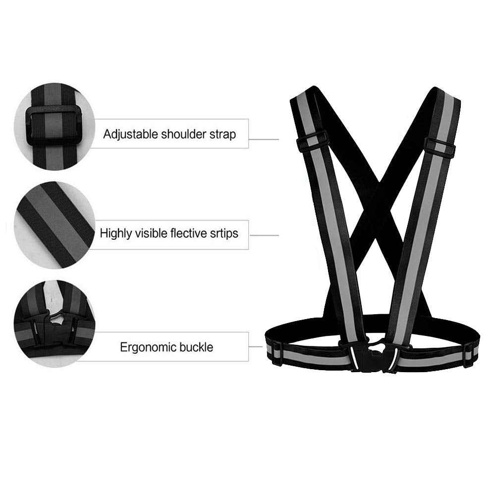 Awnuuw Reflective Vest Running Gear 3Pack, Adjustable Safety Vests High Visible Reflective Belt Straps for Night Running, Outdoor Cycling, Motorcycle, Dog Walking (Green,Black,Orange)