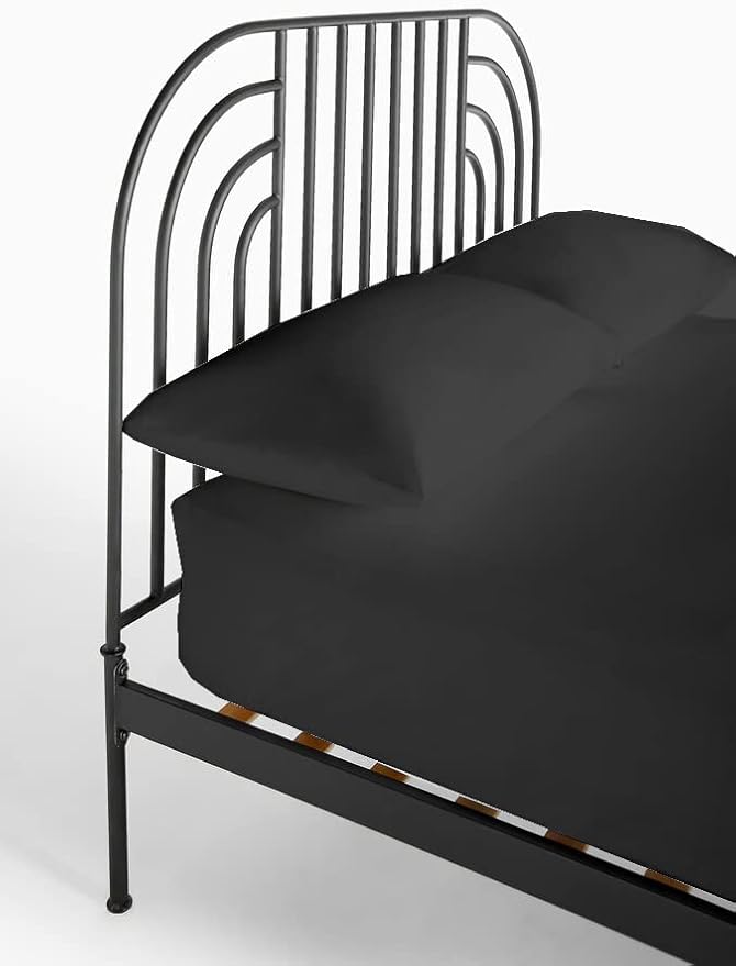 4-PC Cot Sheets Set - 32x75, 100% Cotton Fitted Sheet - Perfect for Narrow Twin/RV Bunk/Camping Cot/Guest Bed Replacement, Fits Up to 4-8" Deep Mattress - Charcoal Solid