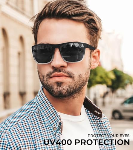 KALIYADI Polarized Sunglasses Men, Lightweight Mens Sunglasses Polarized UV Protection Driving Fishing Golf (Dark Blue/Green/Red)