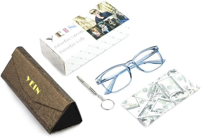 YEIN Bifocal Reading Glasses with Blue Light Blocking Lenses, Bifocal Reader for Women and Men, Vintage Square frame with Spring Hinge (+0.00/+2.00 magnification)