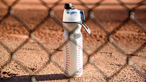 O2COOL Mist 'N Sip Misting Water Bottle No Leak Pull Top Spout Sports Water Bottle 20 oz (Baseball)