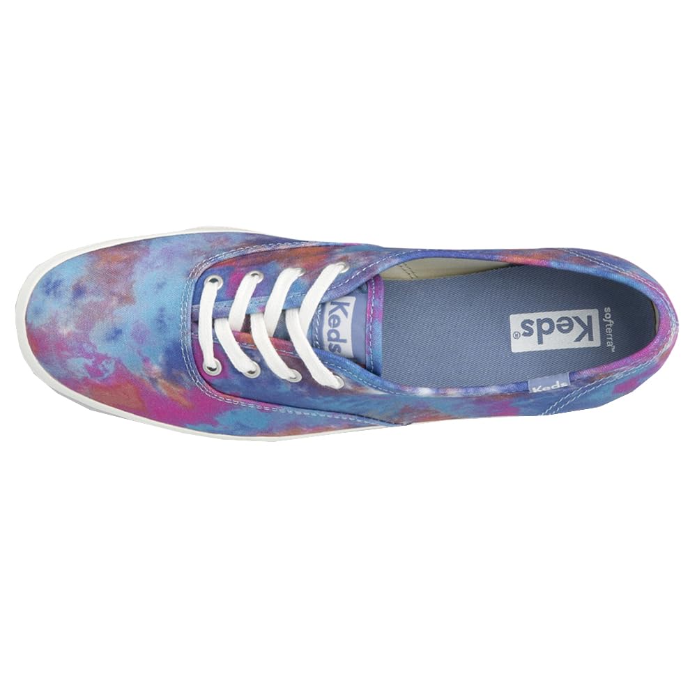 Keds Women's Champion Canvas Lace Up Sneaker, Blue/Pink, 5