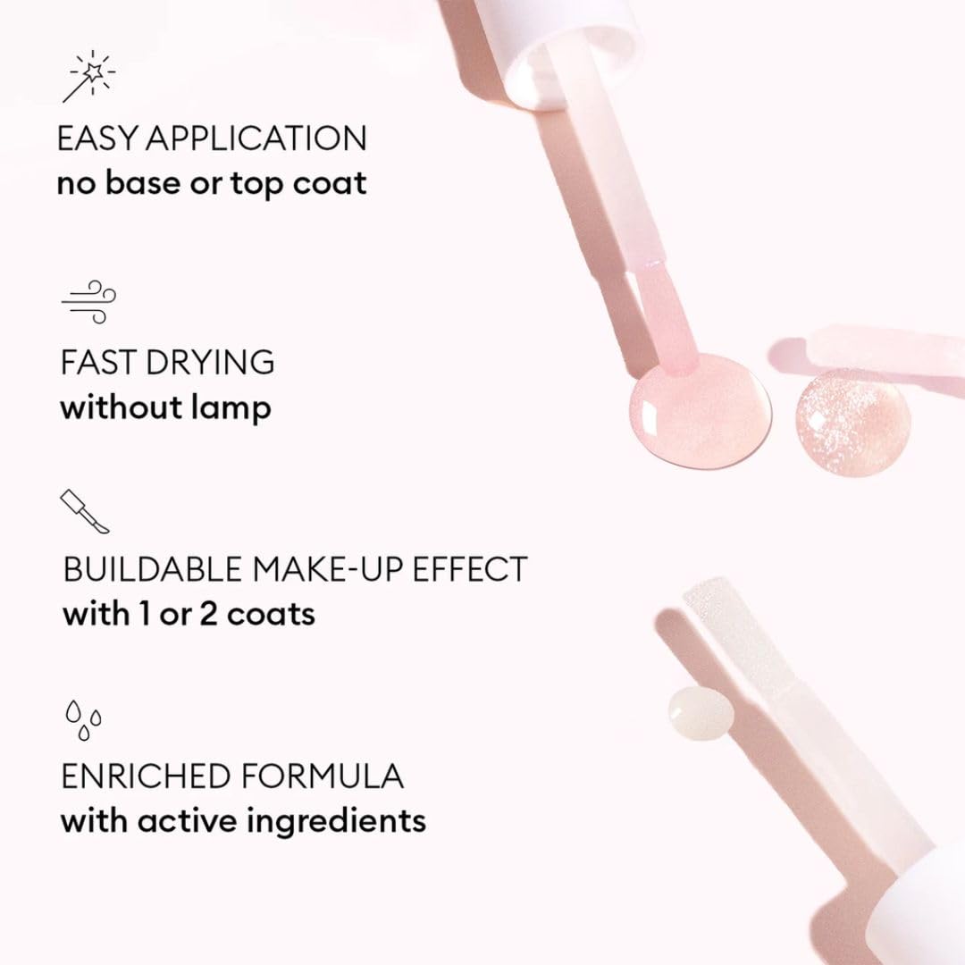 Manucurist Active Shine Illuminating & Care Nail Polish - Nail Concealer - No Lamp - Ultra-Shiny 2 in 1 Nude Gel Polish: Nail Strengthener and Growth, Highlighter & Care - Damaged Nails Repair