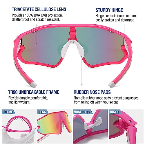 DUCO Kids Sunglasses Youth Baseball Sun Glasses Lightweight TR90 Frame UV400 Sports Cycling Shades for Boys Girls DK268